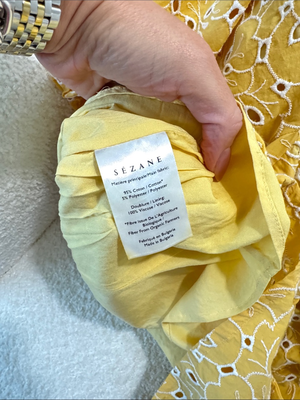 Sezane Lois Blouse Jaune Ecru - Size 6 - Picture 4 of 8